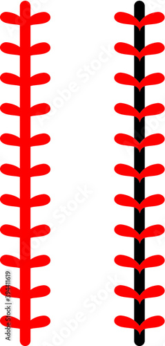 Vector illustration of the baseball or softball ball stitch laces