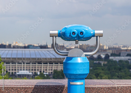Sightseeing binocular for sightseeing, on the observation deck Vorobyovy Gory