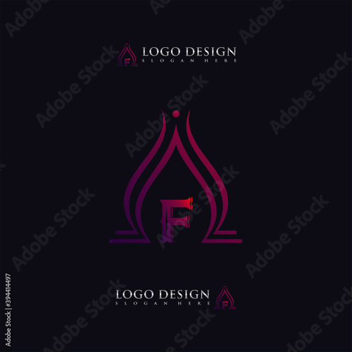 Custom Letter F logo design monogram template elements