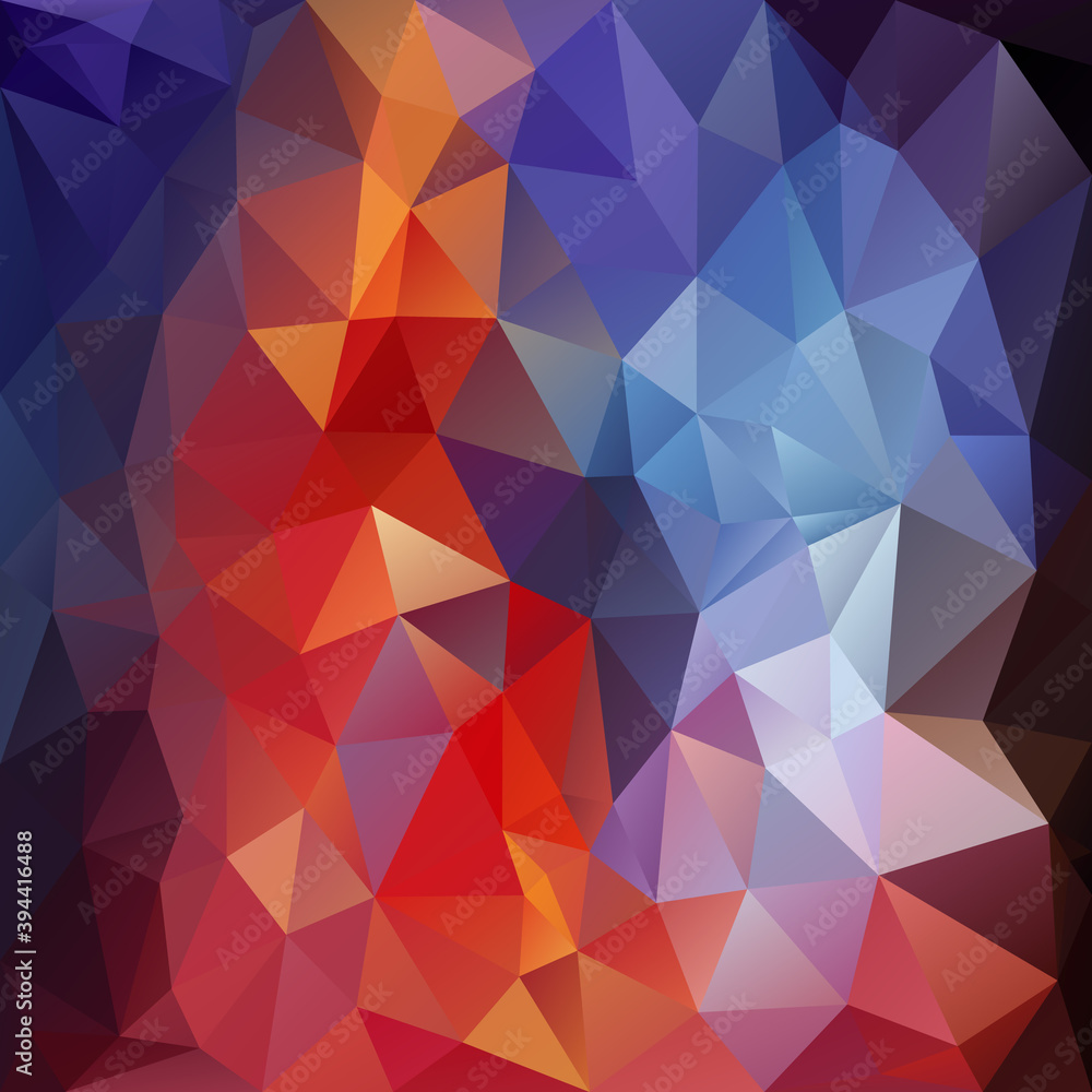 vector abstract irregular polygon square background - triangle low poly pattern - color blue purple red orange vector abstract irregular polygon square background - triangle low poly pattern - color blue purple red orange