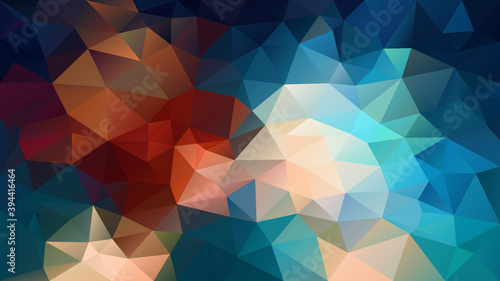 vector abstract irregular polygon background - triangle low poly pattern - color turquoise blue rusty orange red