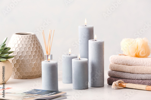 Beautiful aroma candles on ...