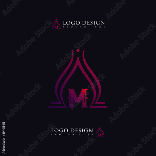 Custom Letter M logo design monogram template elements