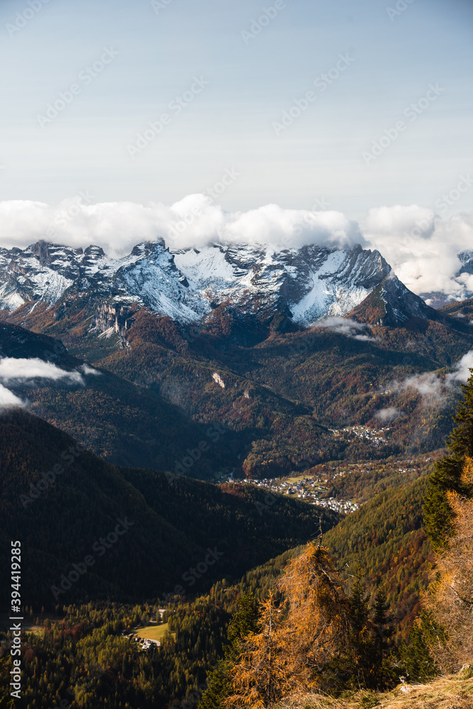 Fototapeta premium Panoramic view of the Dolomites during autumn Italy