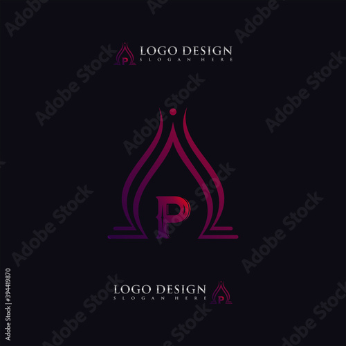 Custom Letter P logo design monogram template elements