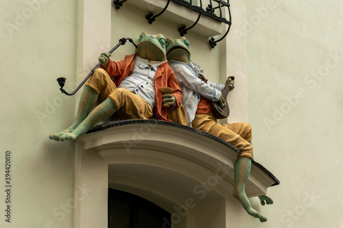 Bild auf Leinwand Portal with frogs in Bielsko-Biala, Poland, secession, small Vienna, architectur