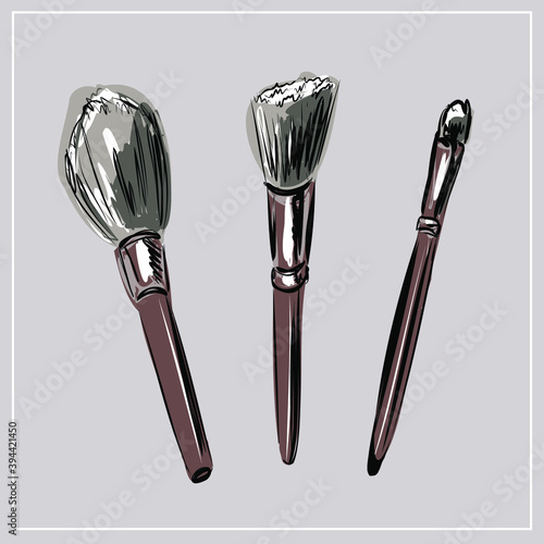 Cosmetic brushes, ball blush, eye shadow, powder, concealer, lipstick, cream, skin serum, nail polish. Perfume bottle, eau  de toilette, fragrance. Beauty shop, beauty box. set of decorative cosmetics