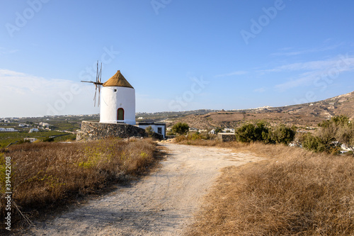 Old windmill in Emporio village on the south side of Santorni. Cyclades Islands, Greece © vivoo