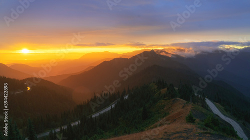 sunset over the mountains feeling free