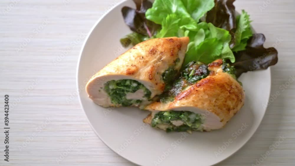 Baked chicken breast stuffed with cheese and spinach Baked chicken breast stuffed with cheese and spinach