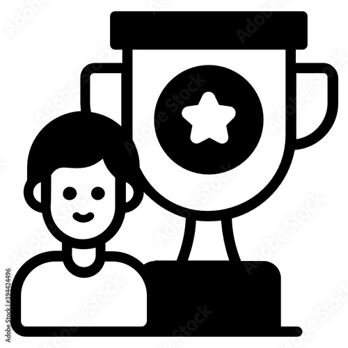 
Avatar with trophy cup, concept of customer reward icon

