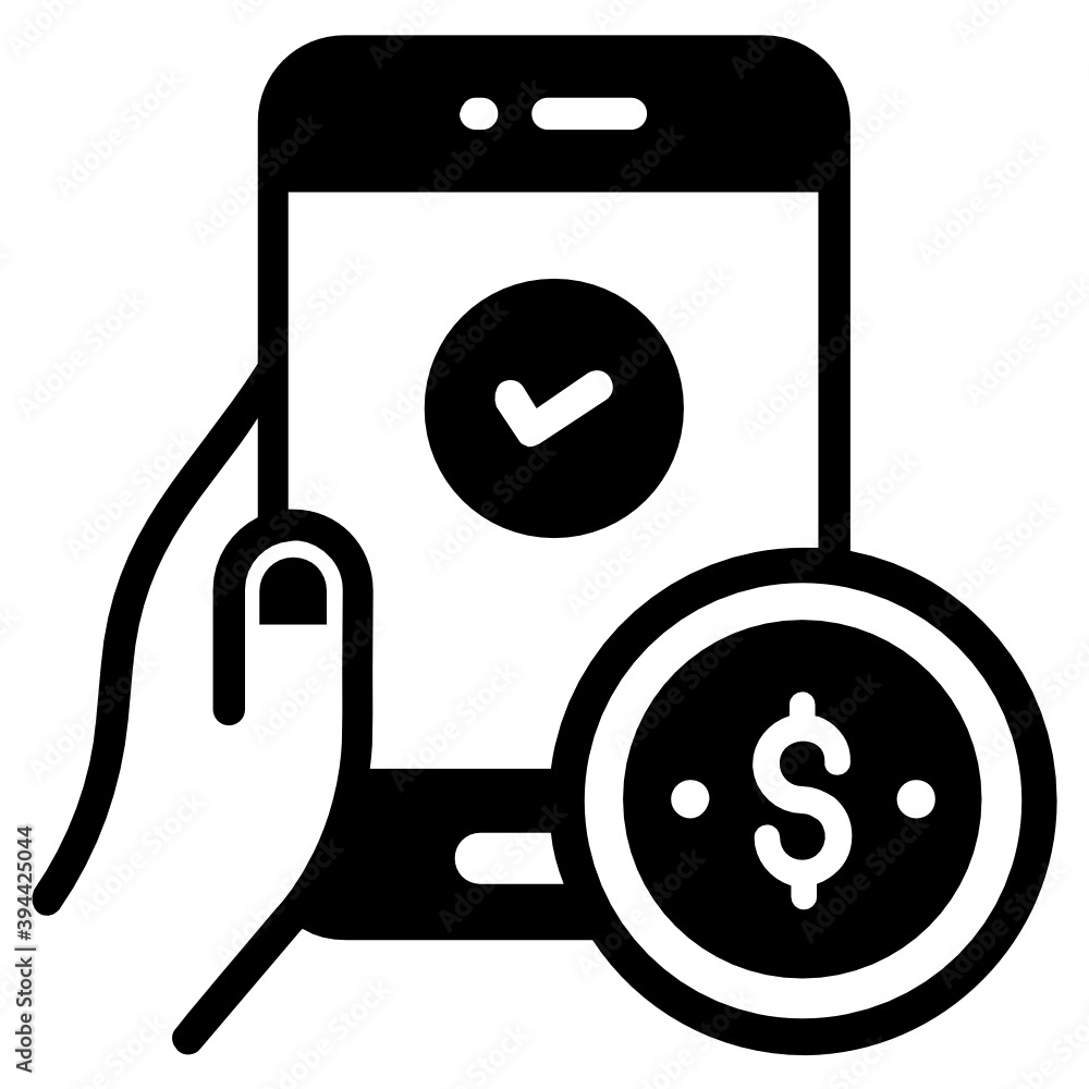 Mobile payment icon in filled style, smartphone with dollar
Mobile payment icon in filled style, smartphone with dollar