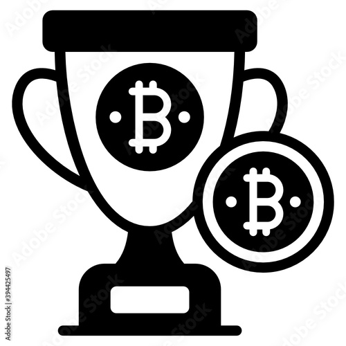 
Editable bitcoin block reward, trendy filled vector of award trophy
