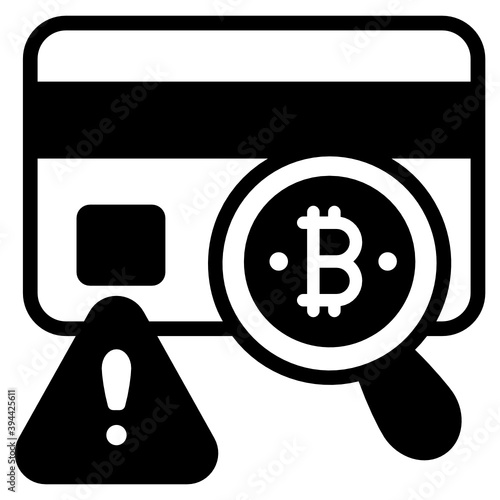 
Magnifier on bitcoin and card depicting fraud detection 
