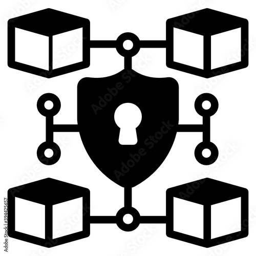 
Trendy glyph vector of blockchain security 
