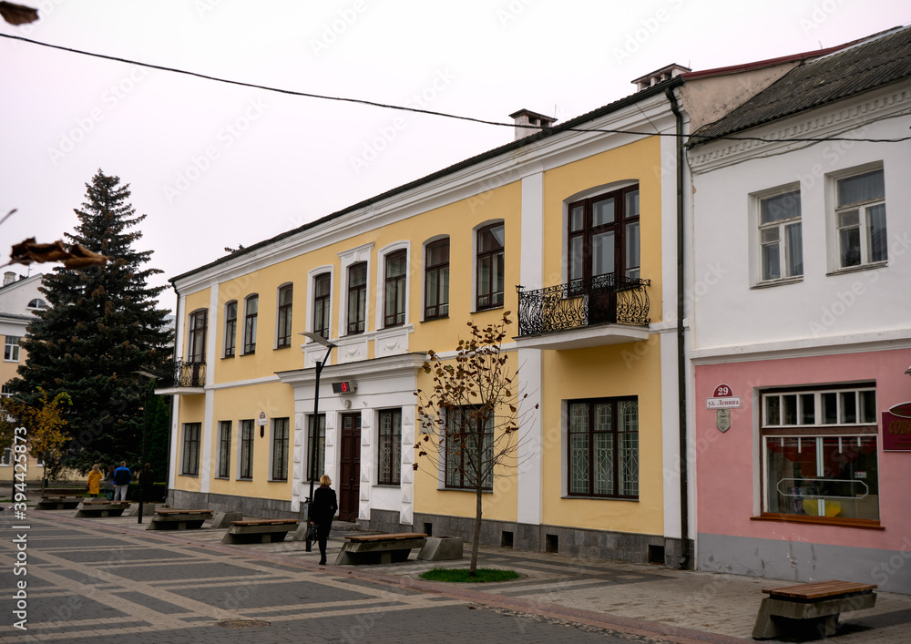 Landmark Historical building on Lenin street Pinsk Belarus October 20 2020