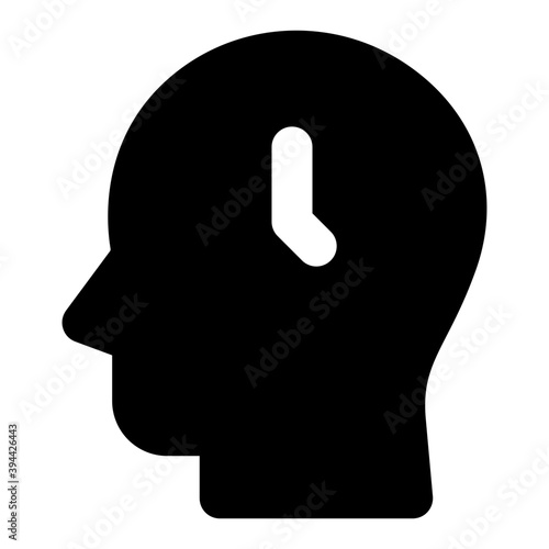 
Clock inside head, punctual concept 

