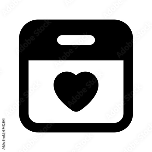  Heart on calendar denoting concept of favorite date icon 