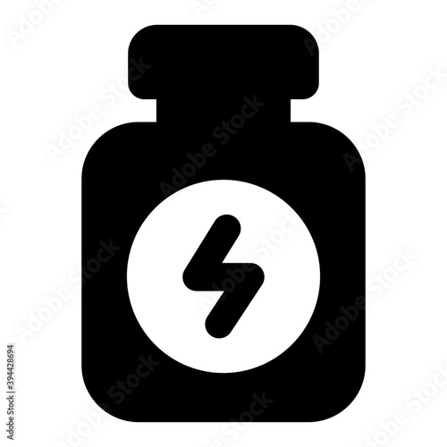 
Energy supplement icon, glyph design.
