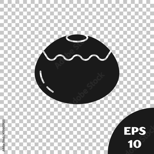 Black Jewish sweet bakery icon isolated on transparent background. Hanukkah sufganiyot. Jewish easter cake. Vector.