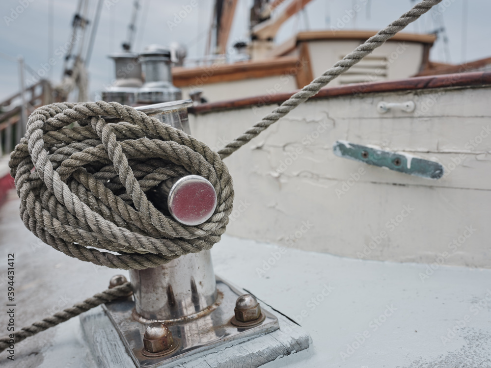 Obraz premium Classic sailboat details of an old historic sailing vessel