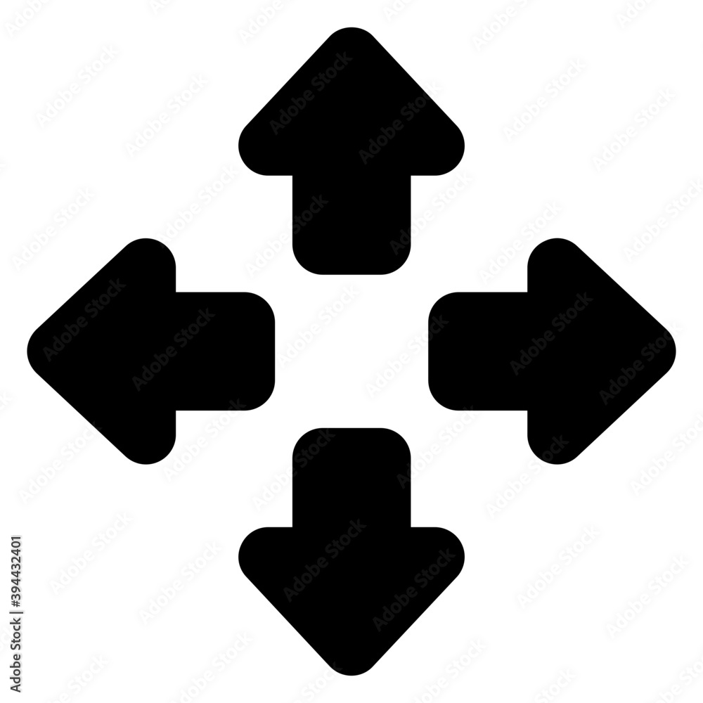 Four way arrows icon in modern filled style,
Four way arrows icon in modern filled style,