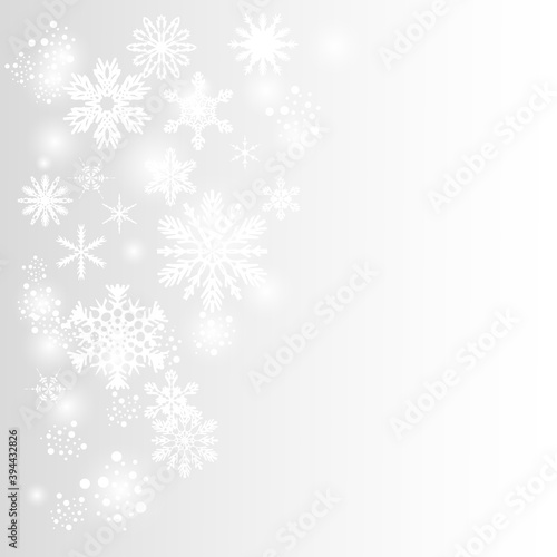 Snowflakes. Christmas background. New Year's illustration. Snow. Border.