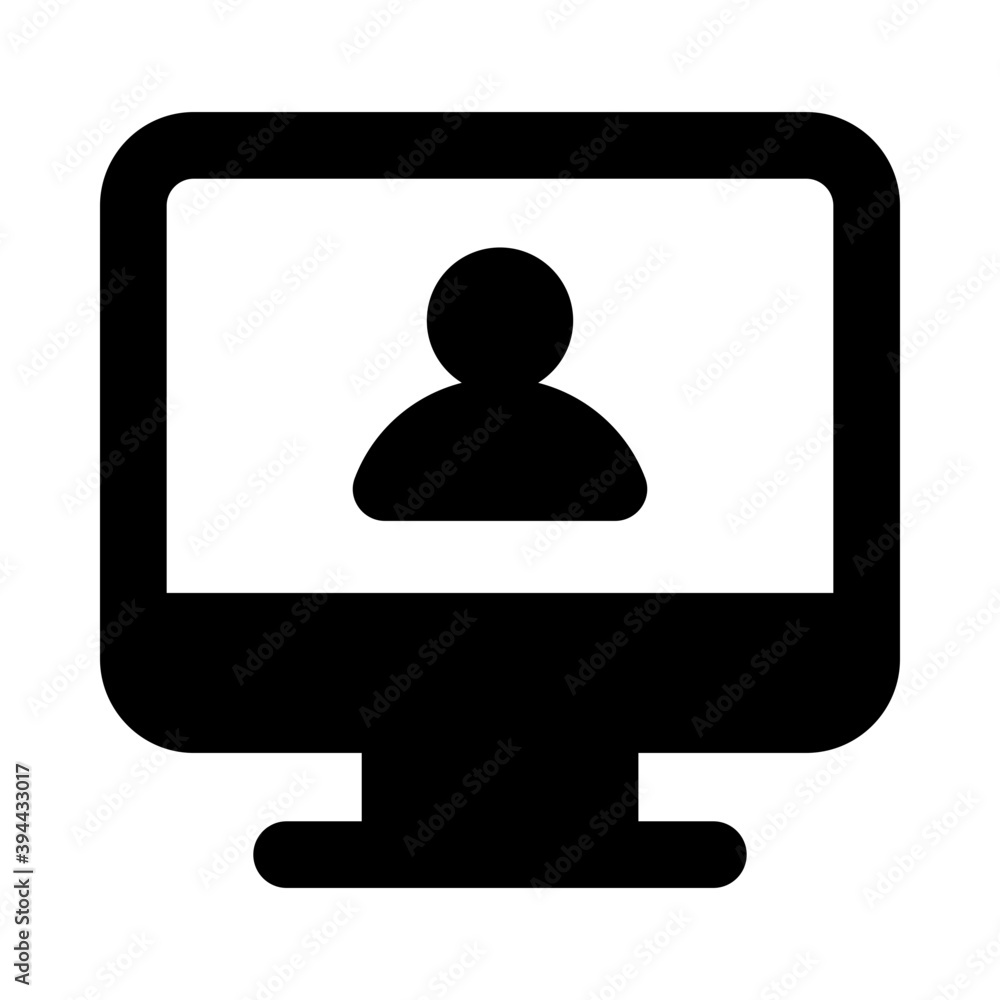 Person inside monitor, video call icon
Person inside monitor, video call icon