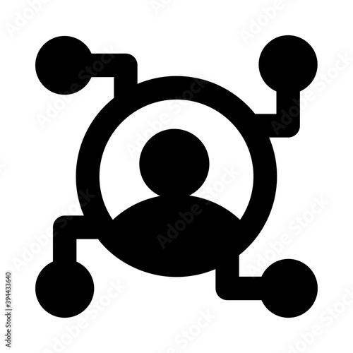 
User surrounded by nodes denoting personal network icon
