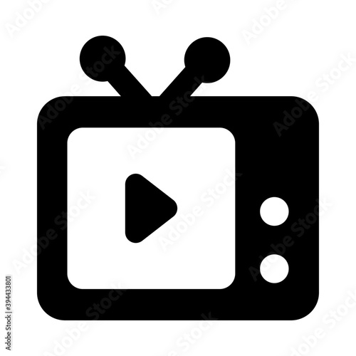 
On screen news and serials via retro tv, solid icon design 
