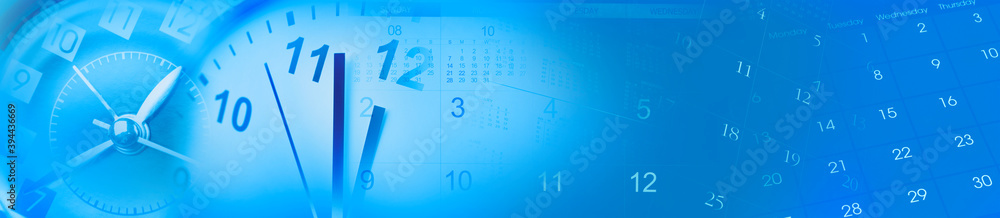 © Stillfx - Blue clocks and calendars composite time wide banner © Stillfx - Blue clocks and calendars composite time wide banner
