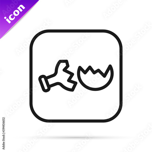 Black line Broken test tube and flask chemical laboratory test icon isolated on white background. Laboratory glassware sign. Vector.