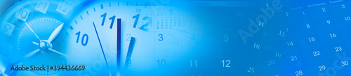 Blue clocks and calendars composite time wide banner
