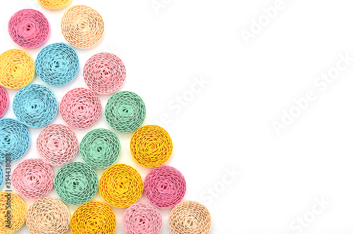 Assorted of circles, quilling craft on white