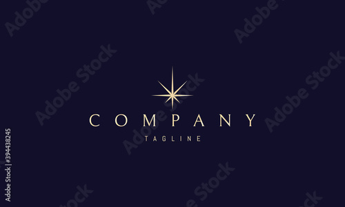 Vector golden logo on which an abstract image of sharp cannabis leaves in the form of a star. photo