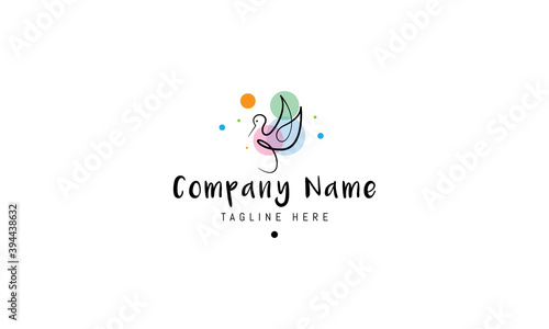 Vector logo on which an abstract image of a callibri bird in a childish style.