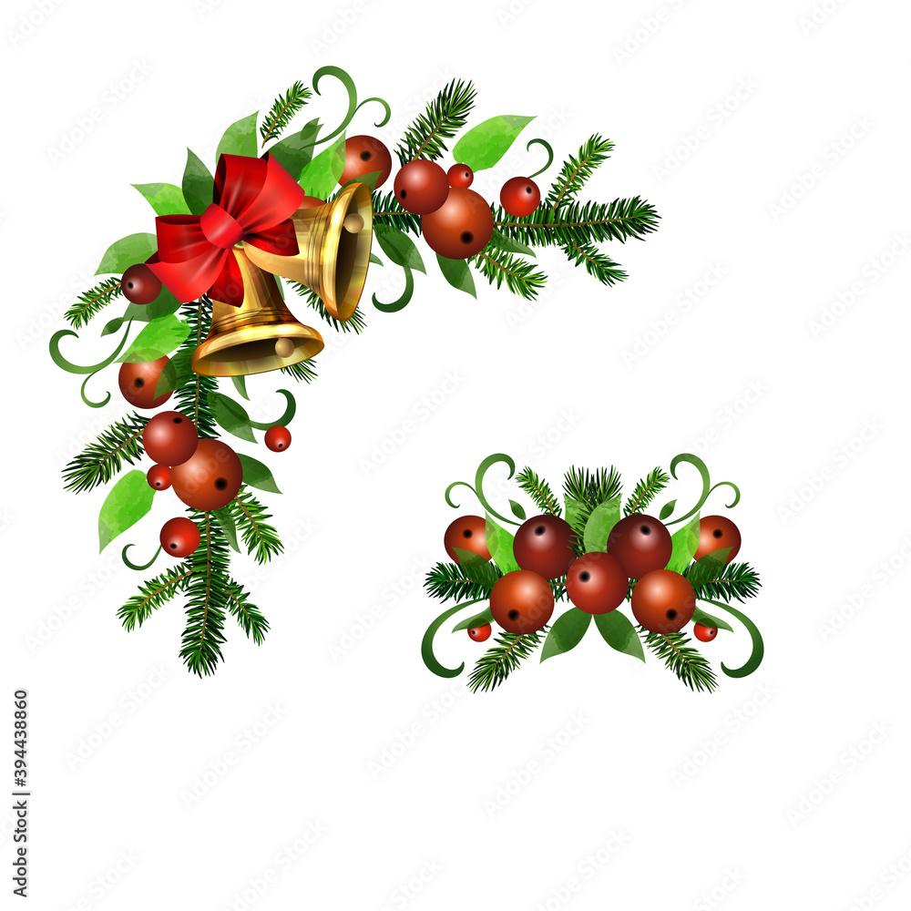 Christmas Holly brunches decoration vector Christmas Holly brunches decoration vector