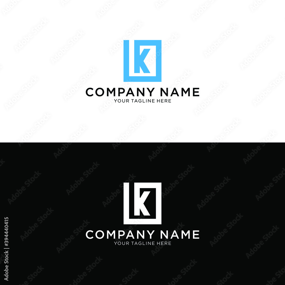 Initial letter logo LK, logo template on a black and white background. Initial letter logo LK, logo template on a black and white background.