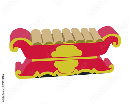 Saron is one of many gamelans (Indonesian traditional music instrument) with flat key Vector