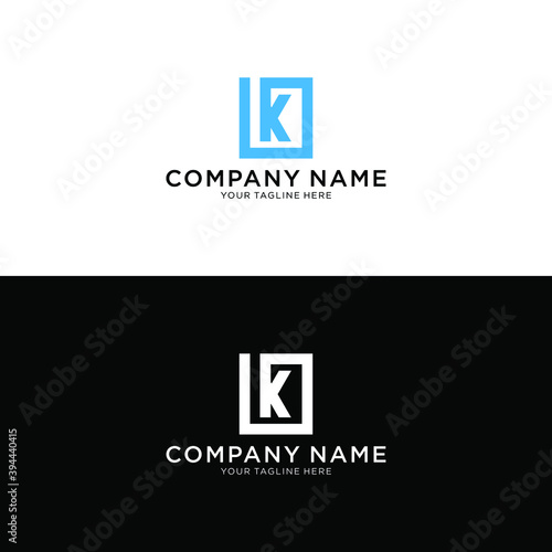 Initial letter logo LK, logo template on a black and white background.
