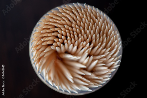 Abstract background from toothpicks photographed close-up.