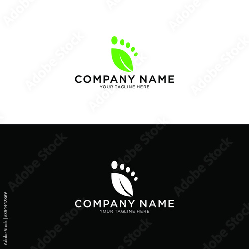 green leaf human foot environment friendly carbon footprint abstract image icon