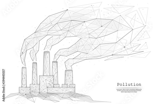 Abstract image environmental pollution in the form of lines and dots, consisting of triangles and geometric shapes. 3D Low poly vector background. Industrial zone