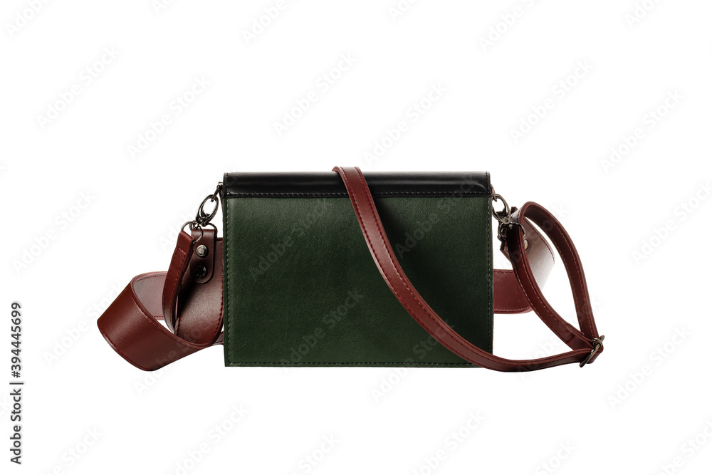 Original female modern clutch bag isolated on white