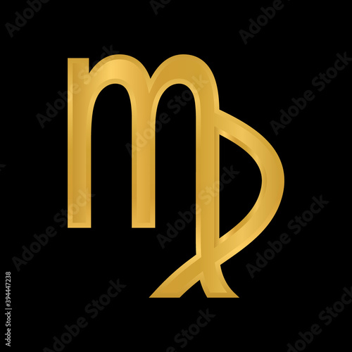 Virgo symbol on black.