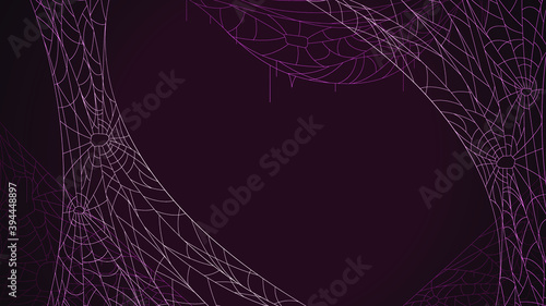 Spider Web On Dark Background Halloween Design Elements Spooky Scary Horror Decor Vector