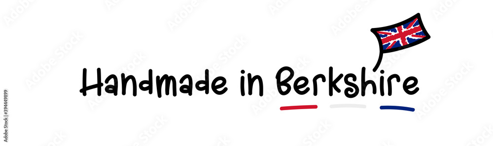 Handmade in Berkshire vector. Handwritten style, with scribbled cartoon UK flag.
Handmade in Berkshire vector. Handwritten style, with scribbled cartoon UK flag.