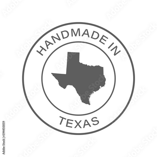 "Handmade in Texas" icon, vector with transparency. With state silhouette in the middle.