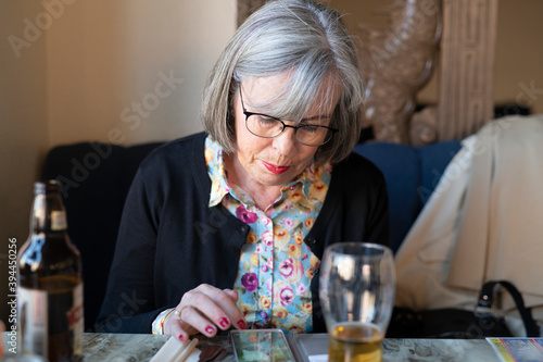 Woman using cell phone, Sweden photo