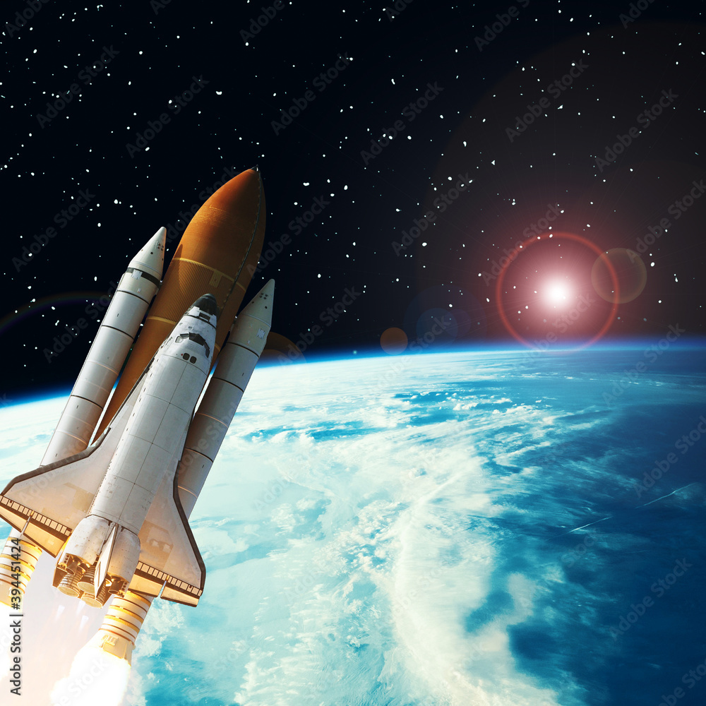 Rocket and earth. Galaxy and stars. The elements of this image furnished by NASA. Rocket and earth. Galaxy and stars. The elements of this image furnished by NASA.